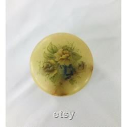Vintage Jadeite Jewelry Trinket Powder Box Floral Green Trinket