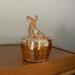 Vintage Jeanette Glass Carnival Marigold Scottish Terrier Powder Dish Powder Jar Candy Dish Trinket Box Powder Box Iridescent Carnival Glass