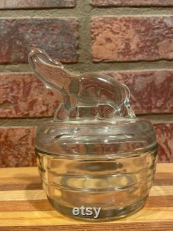 Vintage Jeanette Glass Lidded Elephant Powder Jar