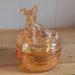 Vintage Jeanette Peach Lusterware Carnival Glass Powder Jar Trinket Box Scottish Terrier Scottie Dog Iridescent Glass As Is