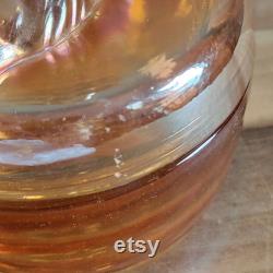 Vintage Jeanette Peach Lusterware Carnival Glass Powder Jar Trinket Box Scottish Terrier Scottie Dog Iridescent Glass As Is