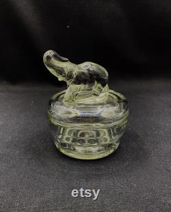 Vintage Jeannette Glass Elephant Powder Box