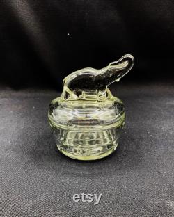 Vintage Jeannette Glass Elephant Powder Box