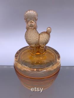 Vintage Jeannette Glass Powder Trinket Jar Various Colors Choose From Fawn Deer, Scottie Dog, Poodle, Elephant, Or Donkey
