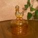Vintage Jeannette Marigold Carnival Glass Poodle Dog Vanity Trinket Jewelry Powder Jar Mid Century MCM
