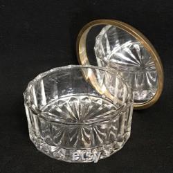 Vintage KIG Crystal and Brass Lidded Powder Dish Indonesia