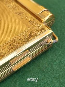 Vintage Kigu All In One Powder Compact. Vintage Kigu Gold Tone Complete Party Compact, Cigarette Case And Powder And Lipstick Compact.
