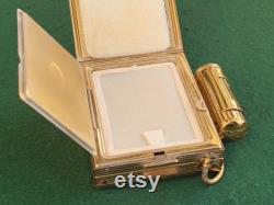 Vintage Kigu All In One Powder Compact. Vintage Kigu Gold Tone Complete Party Compact, Cigarette Case And Powder And Lipstick Compact.