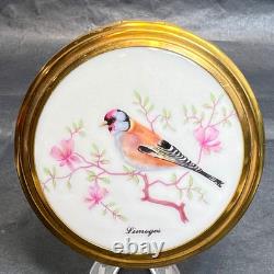 Vintage Kigu Plus Patent Limoges Porcelain Brass Powder Compact Mirror Case Box