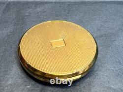 Vintage Kigu Plus Patent Limoges Porcelain Brass Powder Compact Mirror Case Box