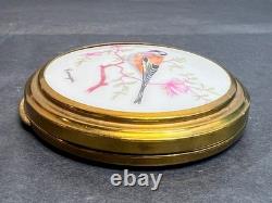 Vintage Kigu Plus Patent Limoges Porcelain Brass Powder Compact Mirror Case Box