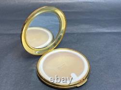 Vintage Kigu Plus Patent Limoges Porcelain Brass Powder Compact Mirror Case Box