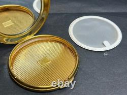 Vintage Kigu Plus Patent Limoges Porcelain Brass Powder Compact Mirror Case Box
