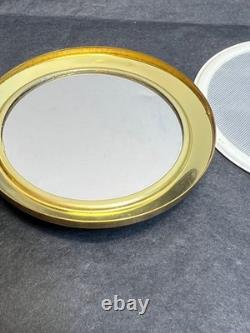 Vintage Kigu Plus Patent Limoges Porcelain Brass Powder Compact Mirror Case Box