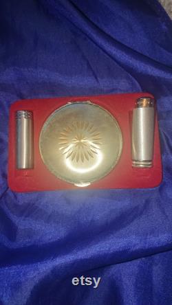 Vintage Kigu of London unused gold powder compact and lipstick holder.