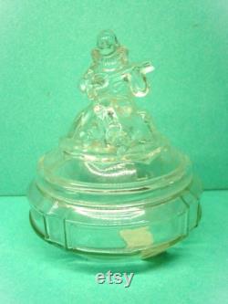 Vintage LE Smith 1930's Minstrel Clear Glass Powder Box