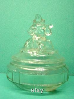 Vintage LE Smith 1930's Minstrel Clear Glass Powder Box