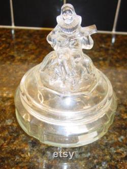 Vintage LE Smith 1930's Minstrel Clear Glass Powder Box