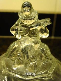Vintage LE Smith 1930's Minstrel Clear Glass Powder Box
