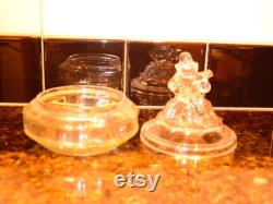 Vintage LE Smith 1930's Minstrel Clear Glass Powder Box