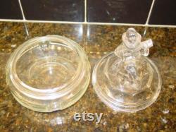 Vintage LE Smith 1930's Minstrel Clear Glass Powder Box