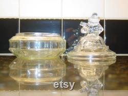 Vintage LE Smith 1930's Minstrel Clear Glass Powder Box