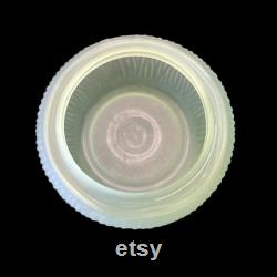 Vintage LE Smith Spike Bulldog Green Satin Depression Glass Vanity Powder Jar