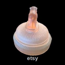 Vintage LE Smith Spike Bulldog Pink Satin Depression Glass Vanity Powder Jar