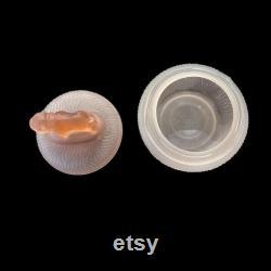 Vintage LE Smith Spike Bulldog Pink Satin Depression Glass Vanity Powder Jar