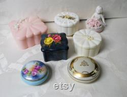 Vintage LOT Powder, Trinket Boxes, MENDA, ARDALT, Porcelain, Hand Painted, Rhinestones, Puffs, Angel, Your Choice