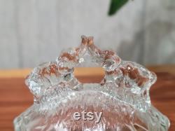 Vintage L.E. Smith Battling or Kissing Elephants Powder Dish Clear Glass Depression Glass Perfect Condition