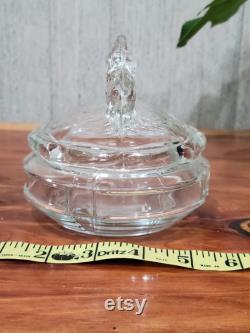 Vintage L.E. Smith Battling or Kissing Elephants Powder Dish Clear Glass Depression Glass Perfect Condition