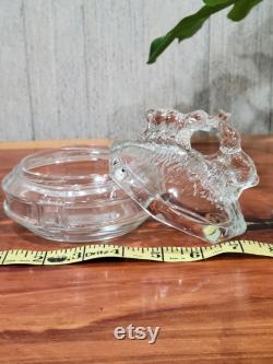 Vintage L.E. Smith Battling or Kissing Elephants Powder Dish Clear Glass Depression Glass Perfect Condition