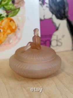 Vintage L E Smith Jackie Pink Satin Powder Box