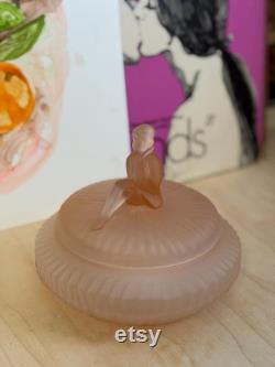 Vintage L E Smith Jackie Pink Satin Powder Box