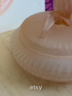 Vintage L E Smith Jackie Pink Satin Powder Box