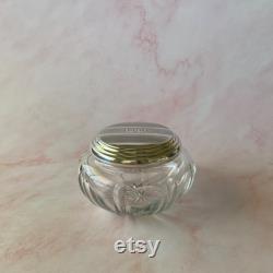 Vintage La Pierre Sterling Silver Topped Crystal Glass Vanity Powder Dresser Jar, Art Deco Mongrammed Lid PO'M