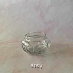 Vintage La Pierre Sterling Silver Topped Crystal Glass Vanity Powder Dresser Jar, Art Deco Mongrammed Lid PO'M