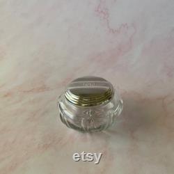 Vintage La Pierre Sterling Silver Topped Crystal Glass Vanity Powder Dresser Jar, Art Deco Mongrammed Lid PO'M