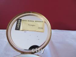 Vintage Lador Musical Powder Box with Flowers to Lid 1950's Swiss Musical Movement Tonight West Side Story Unused See Condition Report