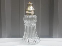 Vintage Lady Primose Dusting Silk Bottle Shaker Golden Bee on Silver Cap Talcum Powder Dispenser