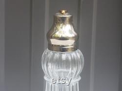 Vintage Lady Primose Dusting Silk Bottle Shaker Golden Bee on Silver Cap Talcum Powder Dispenser