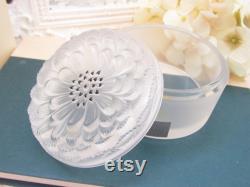 Vintage Lalique Art Deco Dahlia Vanity Matte Crystal Powder Trinket Box 3 in Original Box