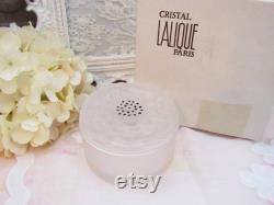 Vintage Lalique Art Deco Dahlia Vanity Matte Crystal Powder Trinket Box 3 in Original Box