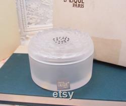 Vintage Lalique Art Deco Dahlia Vanity Matte Crystal Powder Trinket Box 3 in Original Box