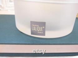 Vintage Lalique Art Deco Dahlia Vanity Matte Crystal Powder Trinket Box 3 in Original Box