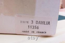 Vintage Lalique Art Deco Dahlia Vanity Matte Crystal Powder Trinket Box 3 in Original Box