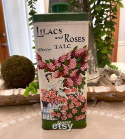Vintage Landers Powder Tin 1940's Lilacs and Roses Talc Like New Still Full Lilacs and Roses Southern Belle