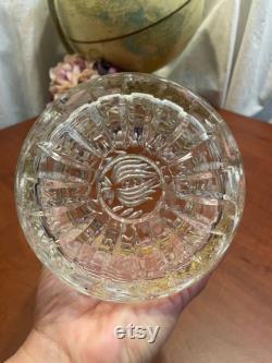 Vintage Lead Crystal Cut Glass Circular Hinged Trinket Box
