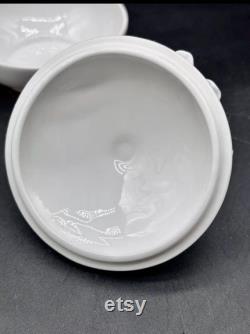 Vintage Lefton Fine China Lidded Vanity Jar Powder Dish Applied Florals 4in